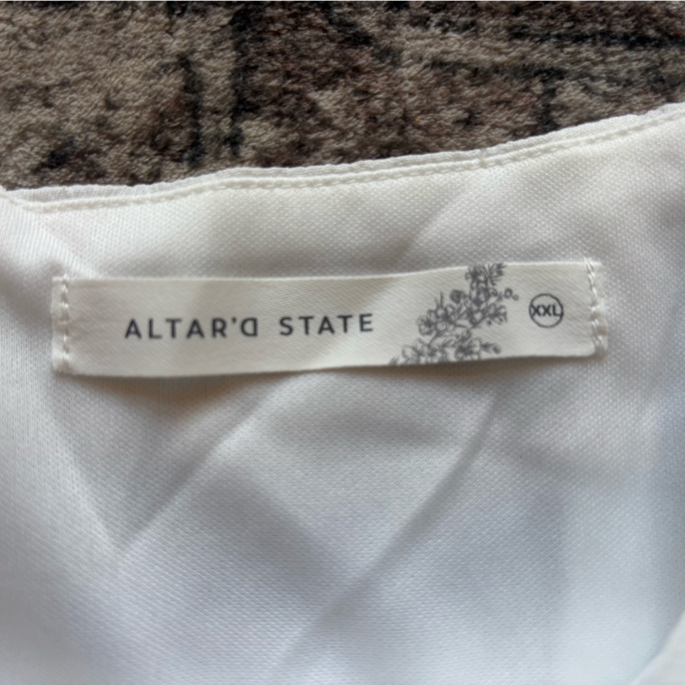 NWT Altar'd State White Dress with‎ Billowed Sleeves Size XXL - Picture 3 of 5